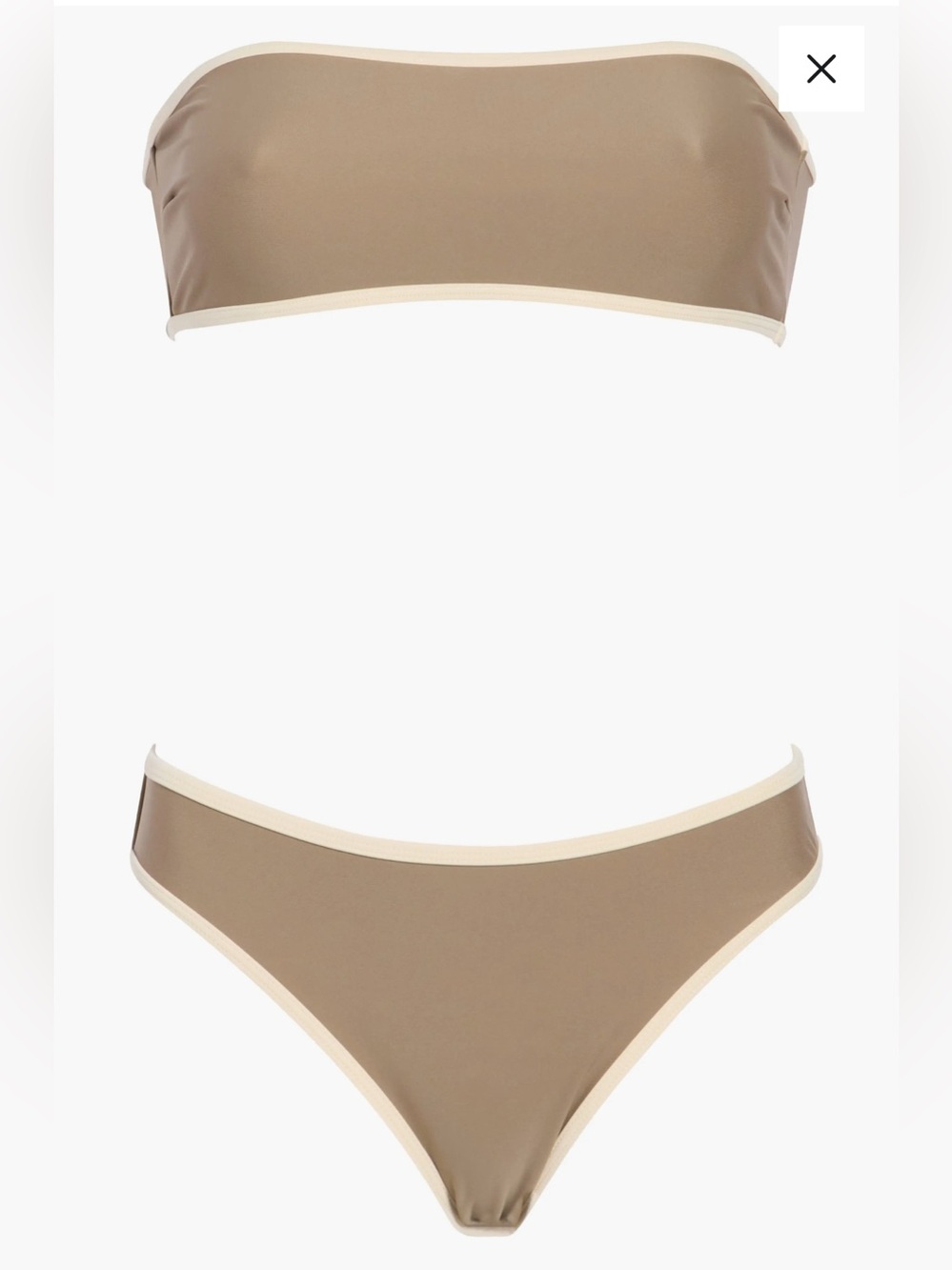 Vince. Taupe Strapless Bandeau Bikini Top with Cream Trim - Picture 3 of 9